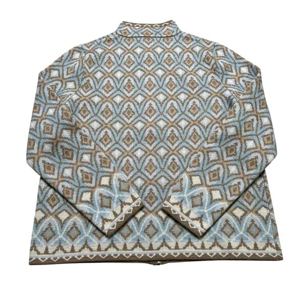 Pendleton 100% Merino Wool Cardigan Sweater Zip Front Pattern Size Medium VTG - Picture 8 of 10